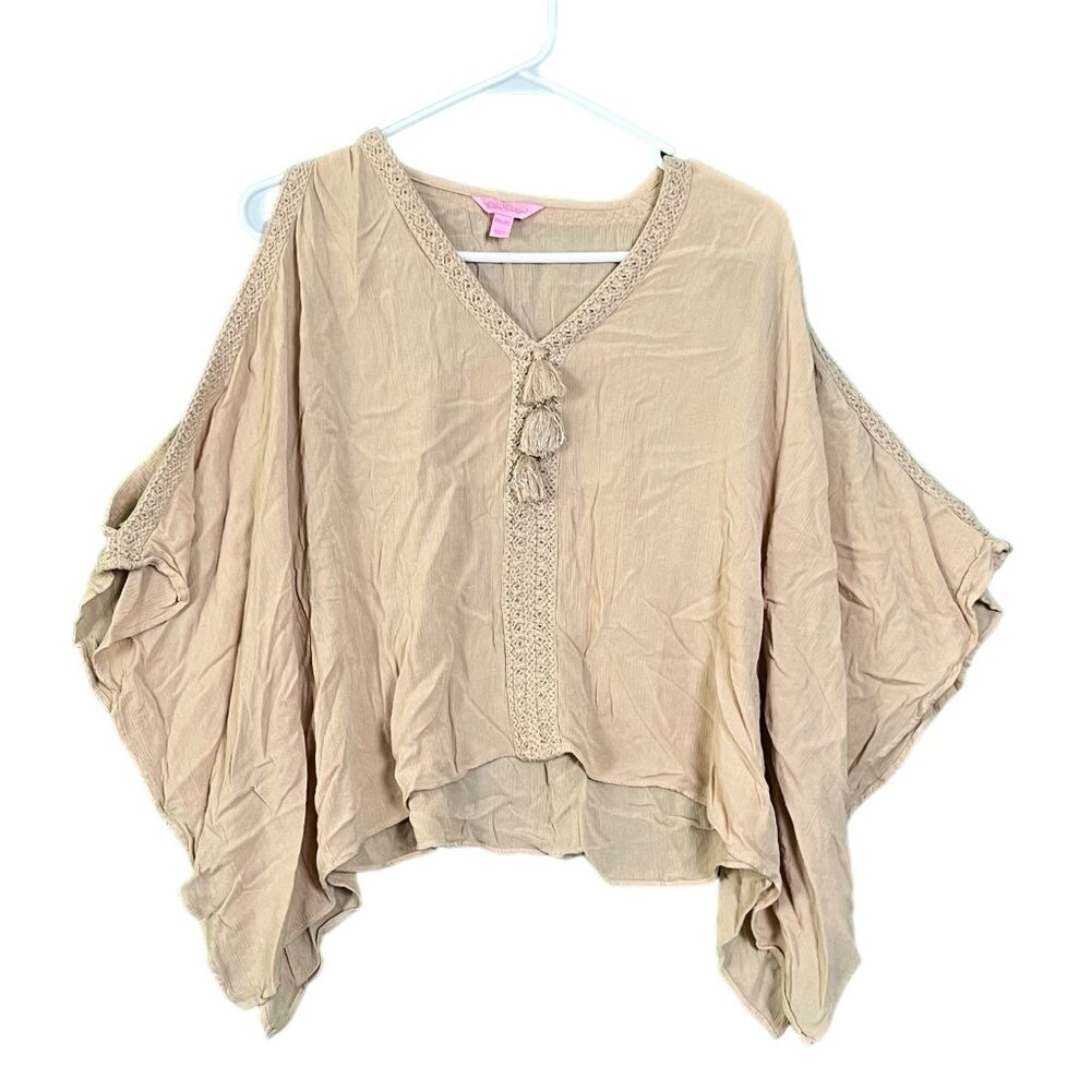 Lilly Pulitzer Julietta‎ Cold Shoulder Kimono Sleeve Tassel V Neck Top XXS / XS